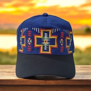 Navajo-Inspired Blue and Black Cap